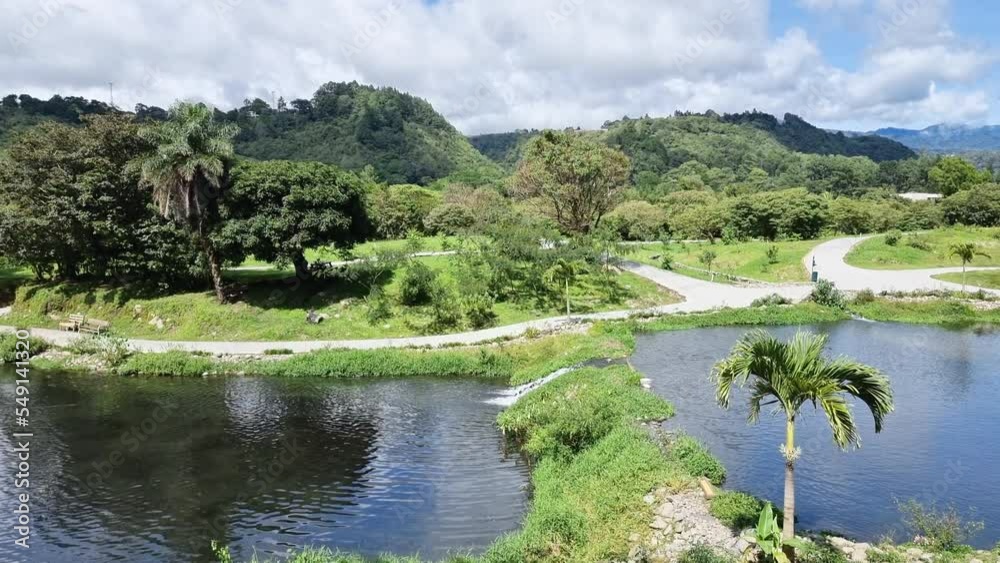 Panama, Boquete, artificial lakes of the central park on a sunny day Panama, Boquete, artificial lakes of the central park on a sunny day