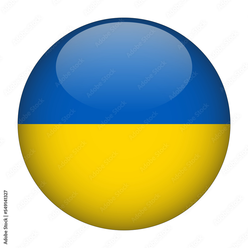 Ukraine 3D Rounded Flag with Transparent Background 