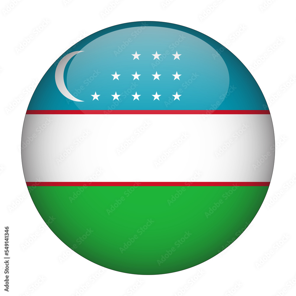 Uzbekistan 3D Rounded Flag with Transparent Background 