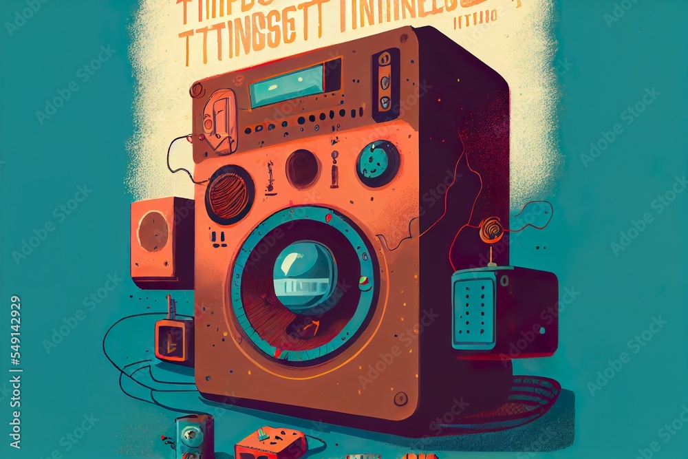 Obraz premium internet of things, conceptual illustration, a close-up of a machine, illustration with camera accessory