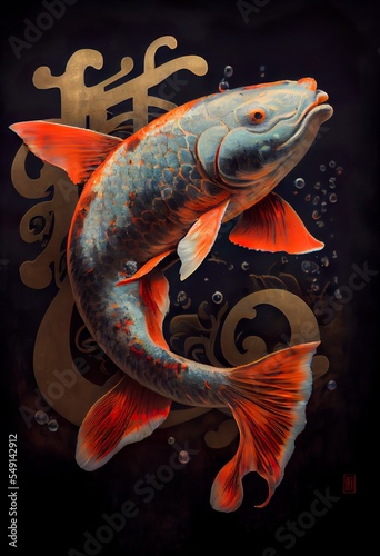 dollar sign, a poster of a fish, illustration with fin organism