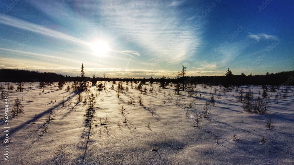 Drone shots of winter in Mer Bleue, Ottawa, Canada 