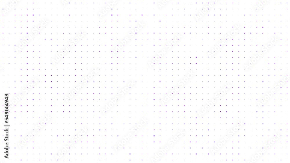 Violet floating dots on white background loop. Slow mosaic chaotic moving seamless animation. Elegant calm aesthetic backdrop footage.