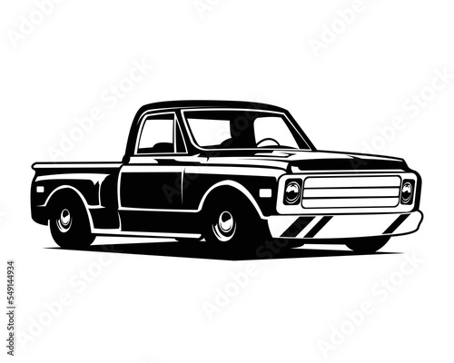 truck c10 logo isolated white background view from side. Best for badge, emblem, icon, sticker design and old truck car industry. vector illustration available in eps 10.