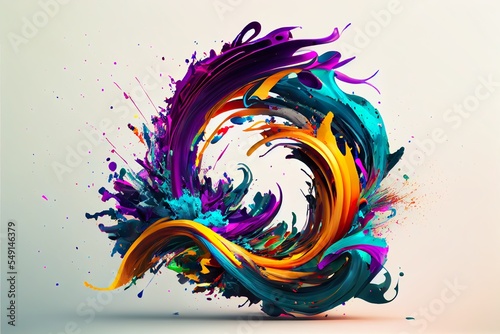 3d, abstract twisted brush strok, a colorful art piece, illustration with liquid art