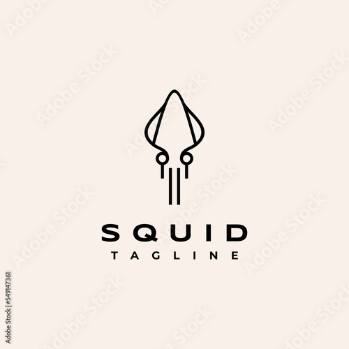 Squid line art logo icon design template