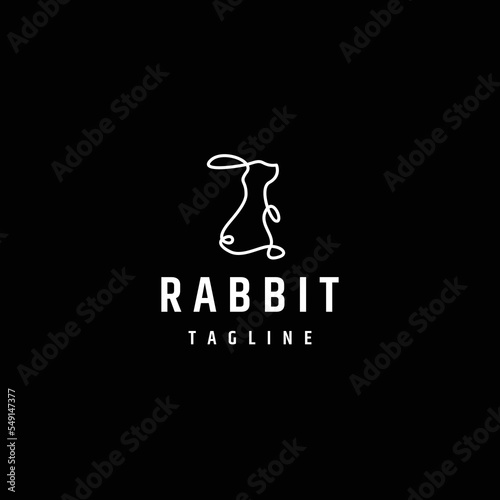 Rabbit line art logo icon design template