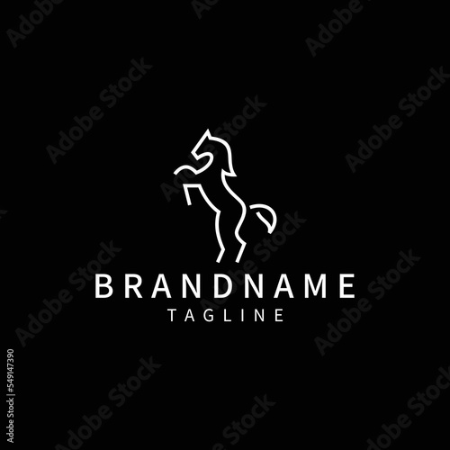 Horse line art logo icon design template