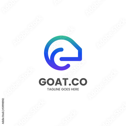 Vector Logo Illustration Goat Gradient Line Art Style