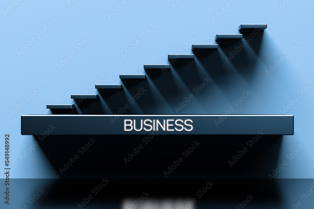 custom made wallpaper toronto digitalStaircase made of steps and the word business. Business growth or development concept. 3D render.