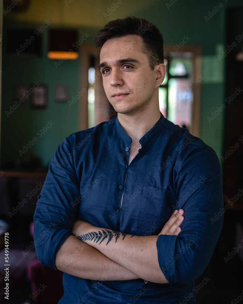 front view portrait of one man young adult male standing confident front view portrait of one man young adult male standing confident