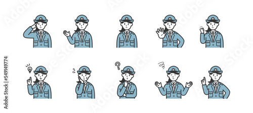 色々な表情の女性警官のイラストセット