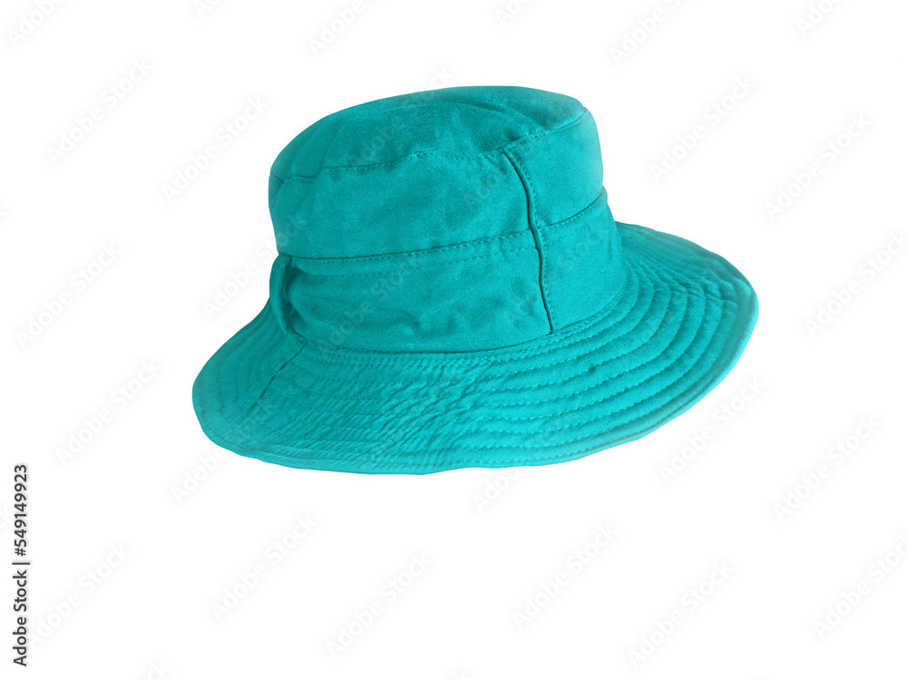 Blue bucket hat isolated on white