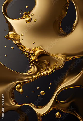 Abstract gold liquid background created with Generative AI technology