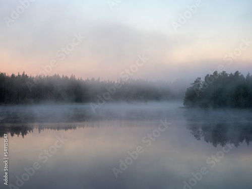 landscape with morning mist