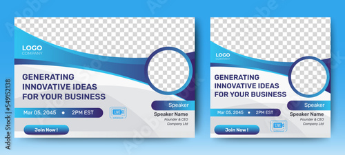 Business Digital Marketing live webinar banner invitation and social media post template. Business webinar invitation design. Vector EPS 10