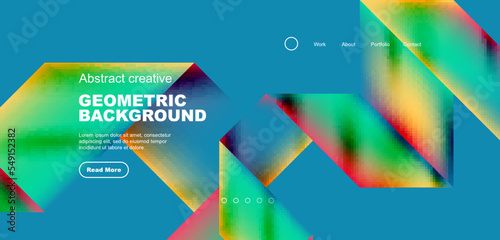 Triangles with fluid gradients, abstract landing page background. Minimal shapes composition for wallpaper, banner, background, leaflet, catalog, cover, flyer