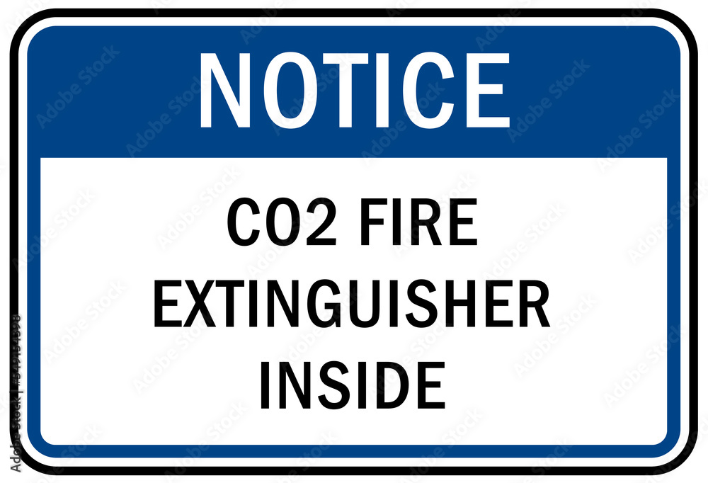 Fire emergency sign CO2 fire extinguisher inside Fire emergency sign CO2 fire extinguisher inside