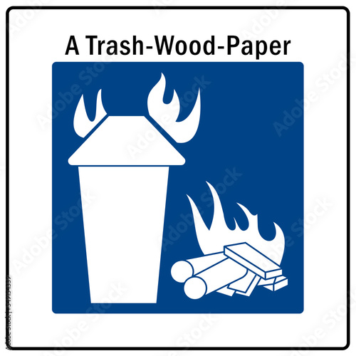 Fire emergency sign A flammable trash wood paper