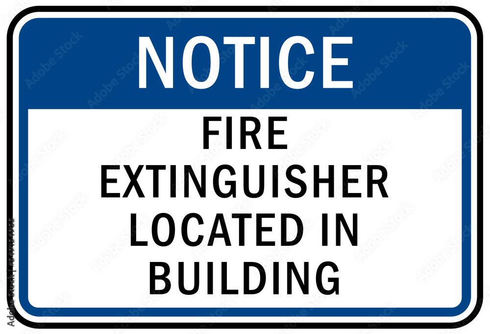 Fire emergency sign Fire extinguisher located in building