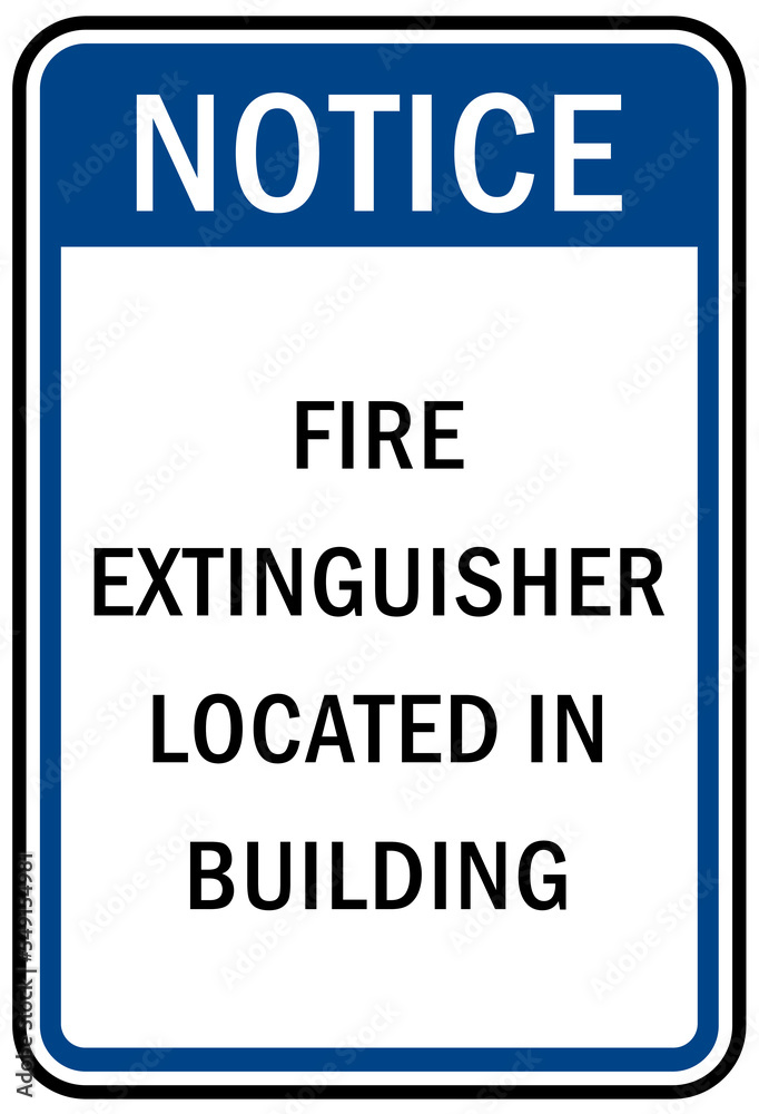 Fire emergency sign Fire extinguisher located in building
