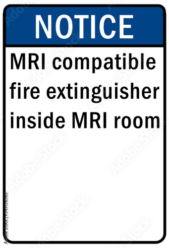 Fire emergency sign mri compatible fire extinguisher inside mri room