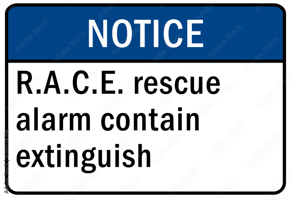 Obraz premium Fire emergency sign rescue alarm contain extinguish RACE