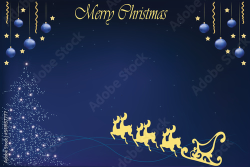Christmas and New Year background in blue color vector illustration
