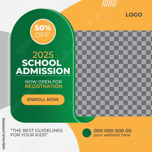 
school admission social media post template
