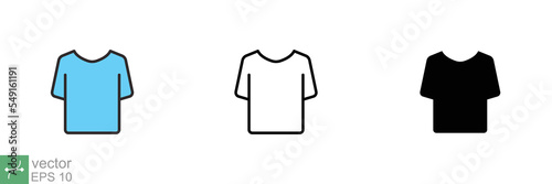 T-shirt icon. Simple flat, outline, solid style. Tee symbol, linear style sign for mobile concept and web design. Glyph, line vector illustration isolated on white background. EPS 10.