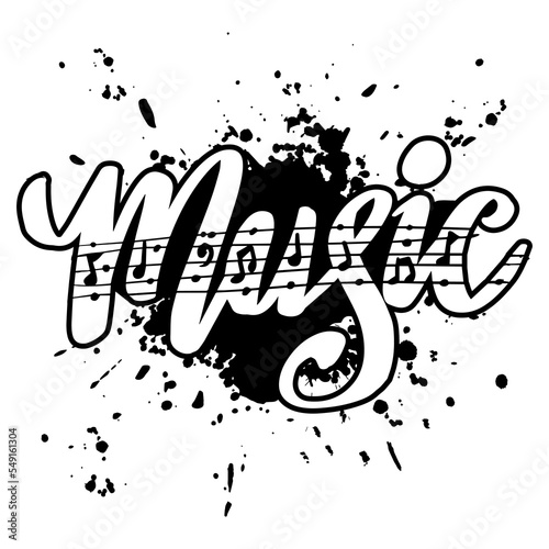 Music word hand lettering. Music lettering