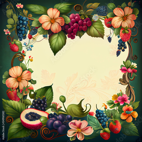 Fruits and flowers frame