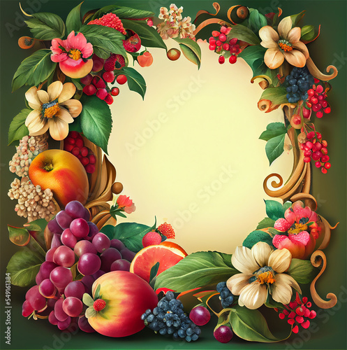 Fruits and flowers frame