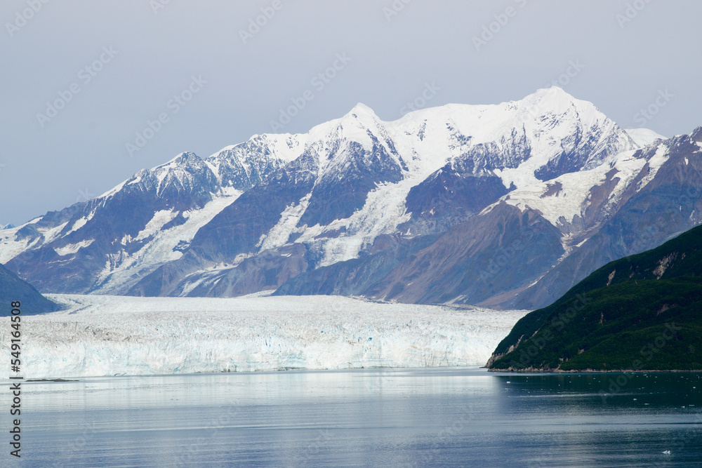 bay with a glacier and mountains 