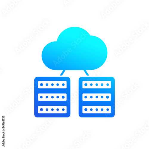servers and cloud solutions icon on white