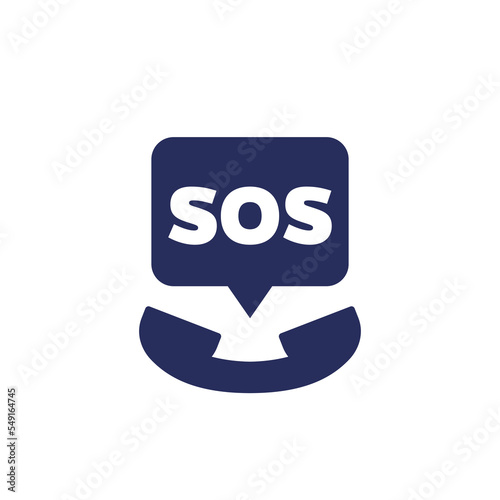 SOS signal in the phone icon, vector