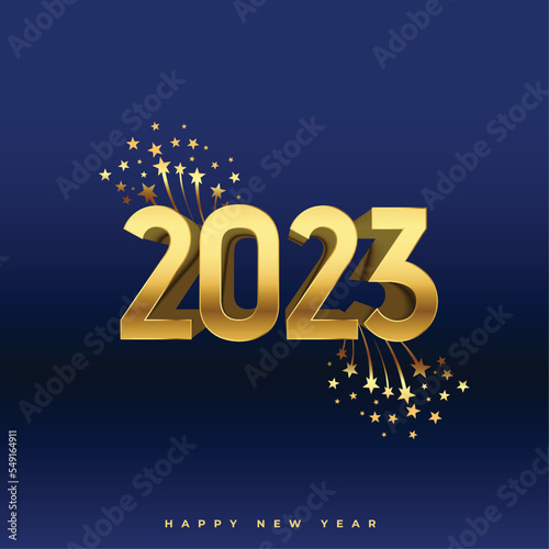 Canvas Print 2023 new year eve wishes card with golden bursting star design