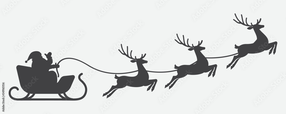 illustration of santa clause riding his sleigh pulled by reindeers. Vector Christmas element illustration of santa clause riding his sleigh pulled by reindeers. Vector Christmas element