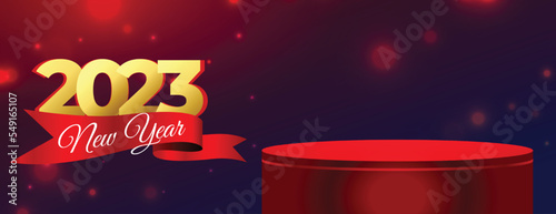 2023 new year banner with 3d podium for product display