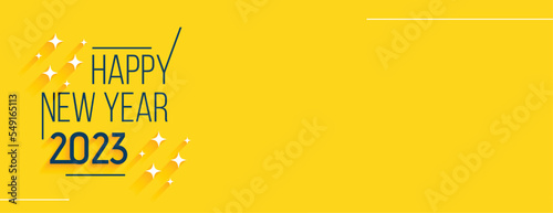 clean happy new year 2023 yellow banner