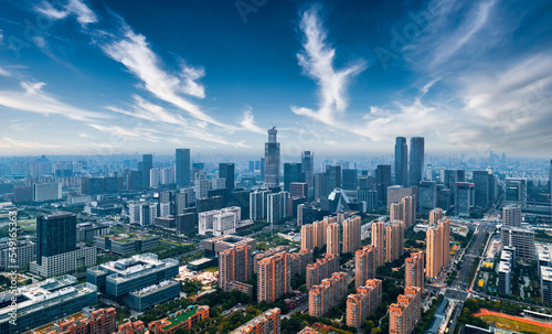 Aerial Scenery of East New Town, Ningbo, Zhejiang, China #549165363