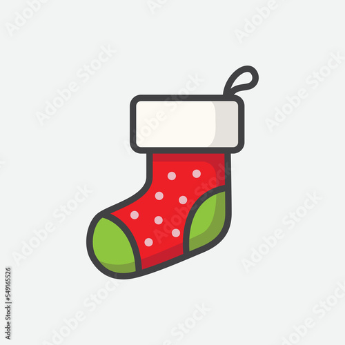 Christmas sock icon. Christmas and new year design element. Vector illustration