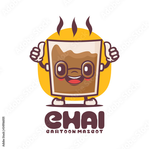 Chai drink cartoon mascot. traditional indian drink vector illustration