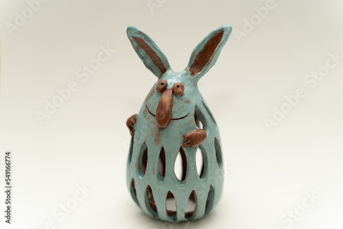 Ceramics, a ceramic product made with their own hands, a symbol of the year hare. © nikolay_alekhin