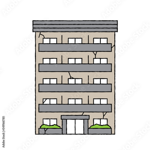 老朽化したマンションのイラスト