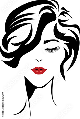 Banner template for beauty salon  hair styles  etc.. logo women face on white background