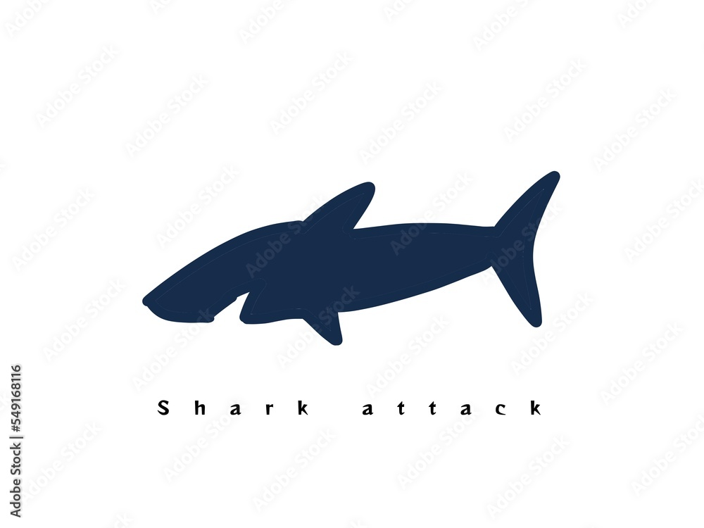 Fototapeta premium hand drawn of a shark underwater. perfect for a shark attack hazard sign
