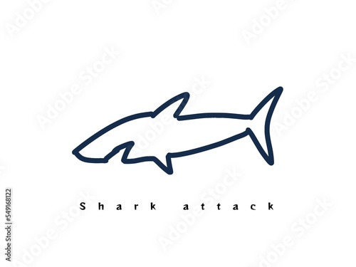 hand drawn of a shark underwater.  perfect for a shark attack hazard sign