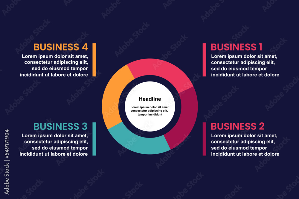Obraz premium Infographic templates with 4 options, steps for presentation vector illustration.