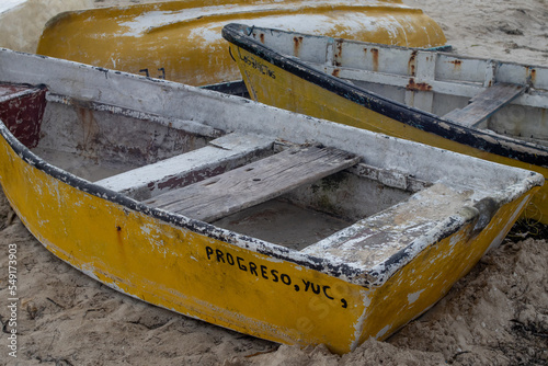 botes en puerto progreso, merida, yucatan photo